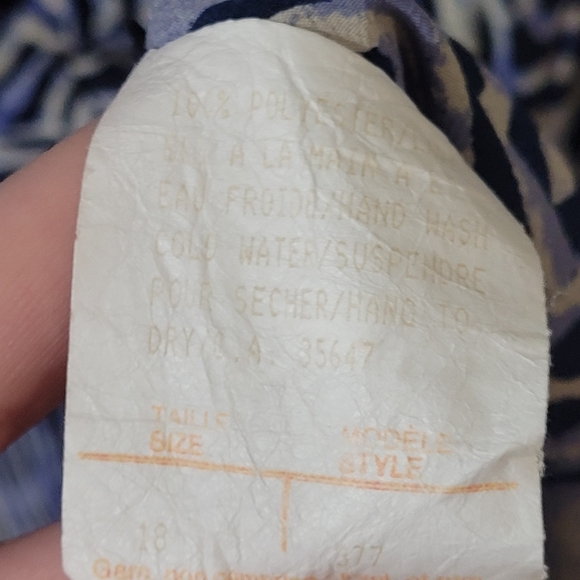 80s blue stripe tile print shirt - Picture 4 of 10